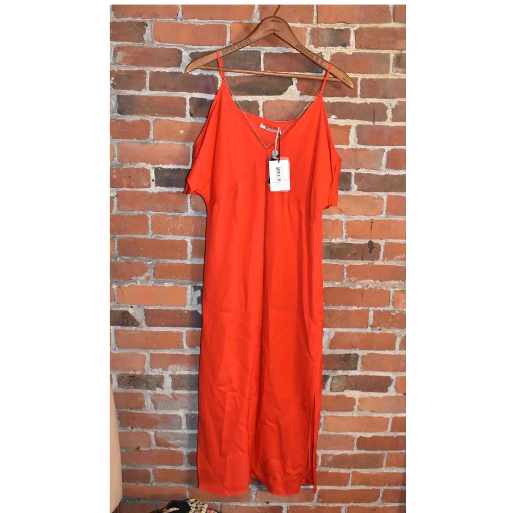 WT T By Alexander Wang FIRE Engine Red Sexy Dress with Open Shoulder Size 4